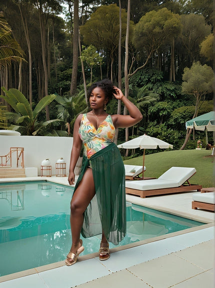 Swimsuit Tropical Floral Two-Piece Chic Casual