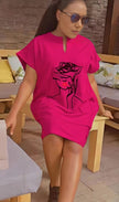 Hand-Holding Rose Graphic Tee Dress