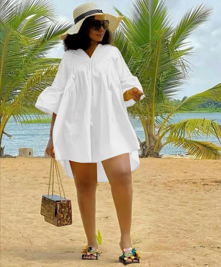 Beachwear Short-Sleeved Knee-Length Dress