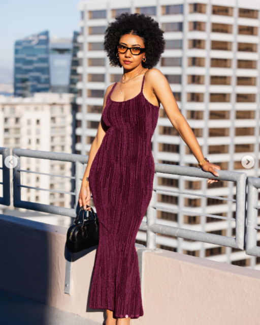 Maroon spaghetti-strap maxi bodycon dress, sleeveless narrow straps, textured knit