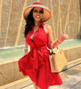 Women's Sleeveless High-Waist A-Line Dress with Minimalist Waist Tie