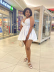 Women's Sleeveless V-Neck Ruffled Mini Dress with Tiered Skirt