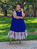 Abstract Print Ruffled Hem Dress