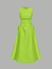 Sleeveless Midi Dress with Side Ruching and Tie Detail