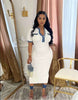Women's Slim Fit Short Sleeve Polo Collar Dress with Button Decoration and Pocket Details