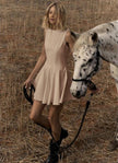 Sleeveless High-Waist Dress, Simple A-Line Skirt Design