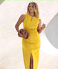 Sleeveless Zipper Neckline Dress with Elastic Waist