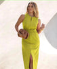 Sleeveless Zipper Neckline Dress with Elastic Waist