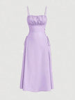 Spaghetti Strap Ruched Bodice Dress with Side Drawstrings