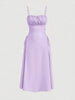 Spaghetti Strap Ruched Bodice Dress with Side Drawstrings