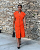 Women's V-Neck Button-Decorated Sleeveless Dress