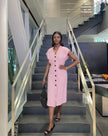 Women's V-Neck Button-Decorated Sleeveless Dress