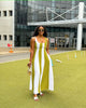 Sleeveless Panelled Maxi Dress with Vertical Contrast Stripes and Flowing Silhouette