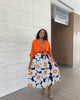 High-Waisted Floral Print Midi Skirt