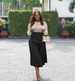 Mid-Waist Pleated A-Line Skirt