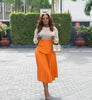 Mid-Waist Pleated A-Line Skirt
