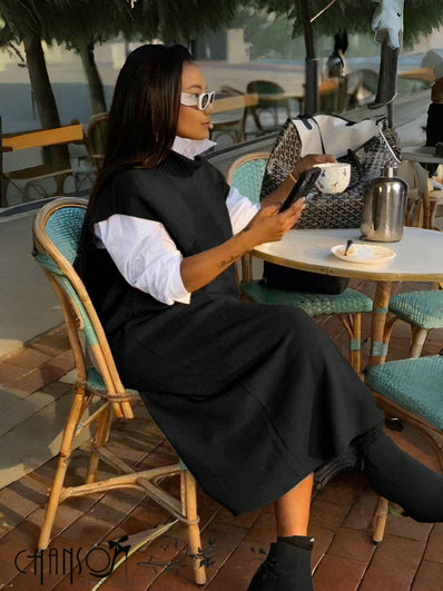 Layered Knit Dress – Sleeveless Loose Fit