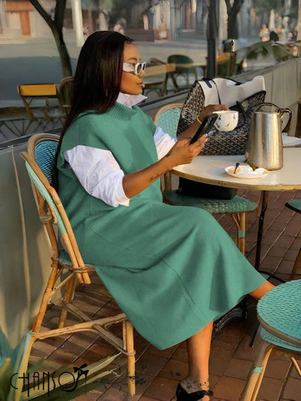 Layered Knit Dress – Sleeveless Loose Fit