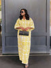 Loose Fit Geometric Print Maxi Dress with Square Pattern
