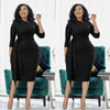 Slim Fit Mid-Length Dress with Side Pleats - Waist Tie Design