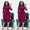 Slim Fit Mid-Length Dress with Side Pleats - Waist Tie Design