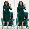 Slim Fit Mid-Length Dress with Side Pleats - Waist Tie Design