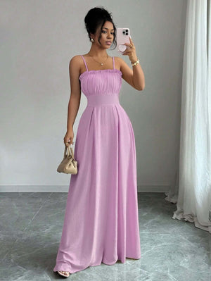 Elegant Pleated Maxi Dress for Events