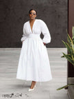 Maxi Dress  Deep V Puff Sleeve Formal