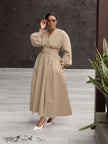 Maxi Dress  Deep V Puff Sleeve Formal