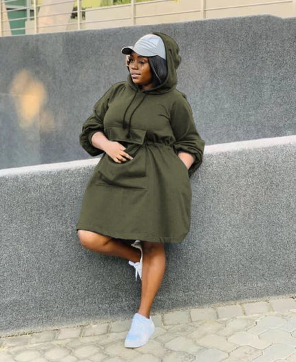 Dress Oversized Hoodie Front Pocket Chic Casual