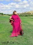 Maxi Dress Flare Sleeve Patchwork Hem