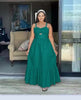 Sleeveless Full-Length Dress with Fitted Bodice and Ruffled Hemline
