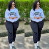 Loose casual hoodie set with letter print design, sporty style