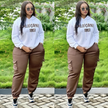 Loose casual hoodie set with letter print design, sporty style