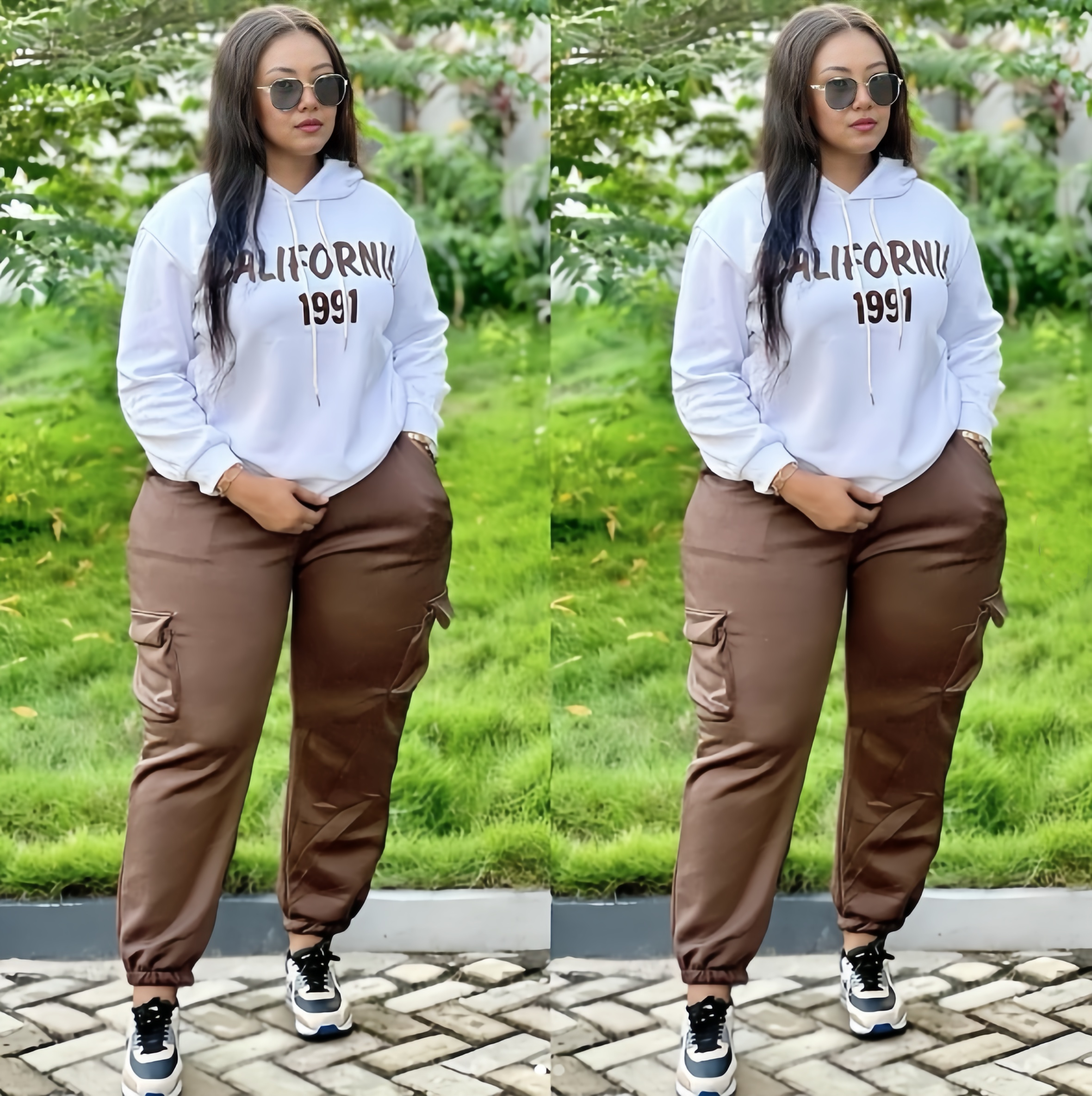 Loose casual hoodie set with letter print design, sporty style