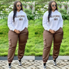Loose casual hoodie set with letter print design, sporty style
