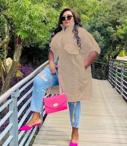Minimalist Cuffed Sleeves Shirt Dress