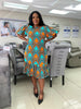 Geometric Diamond Pattern Short-Sleeve Dress