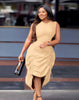 Ruched Design Sleeveless Midi Dress