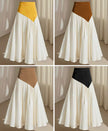 Color-block triangular high-waist maxi skirt with flared pleated hem
