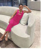 Sleeveless Ribbed Texture Knit Dress with Elegant Mid-Calf Length