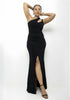 Women's One-Shoulder Cutout Evening Gown with Thigh-High Slit