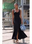 Fitted sleeveless button front maxi dress for women - view 2