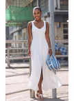 Fitted sleeveless button front maxi dress for women - view 1