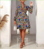 Geometric Wave Pattern Flared Mid-Length Dress