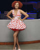Women's Sleeveless Deep V-Neck Striped Polka Dot Mini Dress