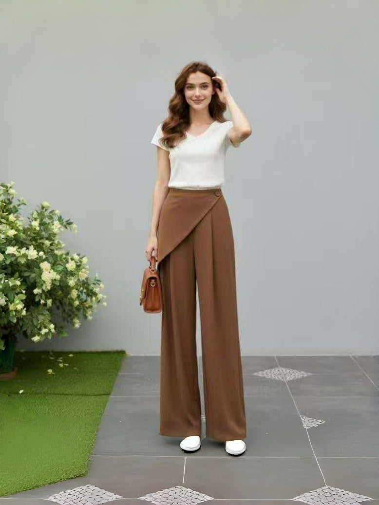 Pants High-Waist Wide-Leg Asym Flap Detail Urban Casual Scene