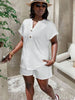 Women's Casual Two-Piece Set with Button-Up Top and Shorts