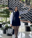 Layered Two-Piece Outfit ，Structured Long-Sleeve Shirt with Sleeveless Overlay Dress