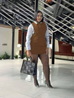 Layered Two-Piece Outfit ，Structured Long-Sleeve Shirt with Sleeveless Overlay Dress